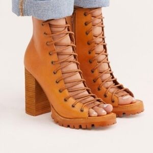 Free People X Jeffrey Campbell Palermo Lace Up Leather Booties Womens Size 6M
